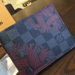 Replica Louis Vuitton Damier Graphite Red Floral Slender Wallet