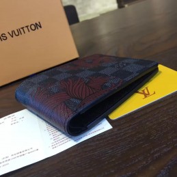 Replica Louis Vuitton Damier Graphite Red Floral Slender Wallet