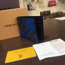 Replica Louis Vuitton Damier Graphite Blue Floral Slender Wallet