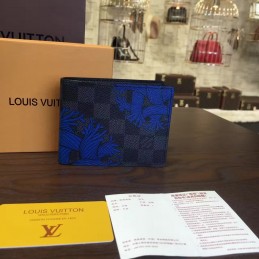 Replica Louis Vuitton Damier Graphite Blue Floral Slender Wallet