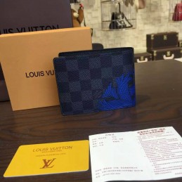 Replica Louis Vuitton Damier Graphite Blue Floral Slender Wallet
