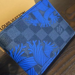 Replica Louis Vuitton Damier Graphite Blue Floral Slender Wallet