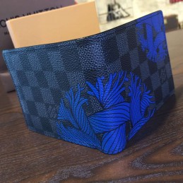 Replica Louis Vuitton Damier Graphite Blue Floral Slender Wallet