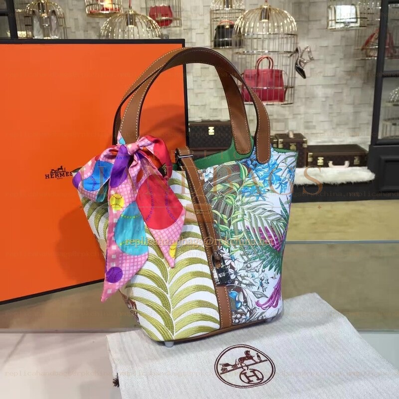 Replica Hermes Multicolor Silk In Print Picotin Lock 22 Bag