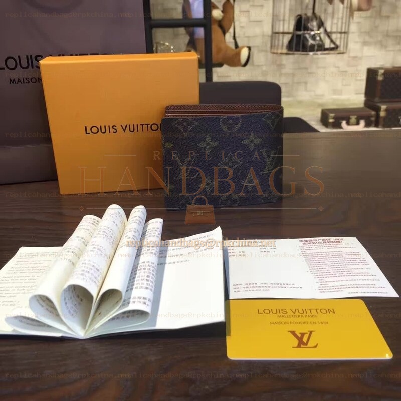 Replica Louis Vuitton Dark Brown Monogram Multiple Wallet