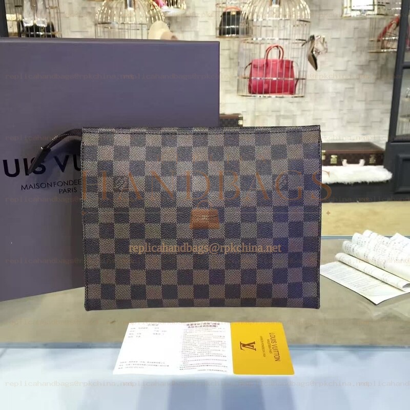 Replica Louis Vuitton Brown Damier Ebene Toiletry Pouch 26