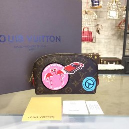 Replica Louis Vuitton Brown Monogram Flamingo Patch Cosmetic Pouch