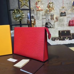 Replica Louis Vuitton Red Textured Toiletry Pouch 26
