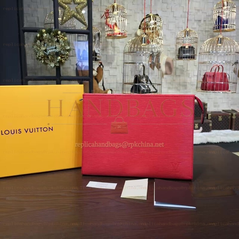 Replica Louis Vuitton Red Textured Toiletry Pouch 26