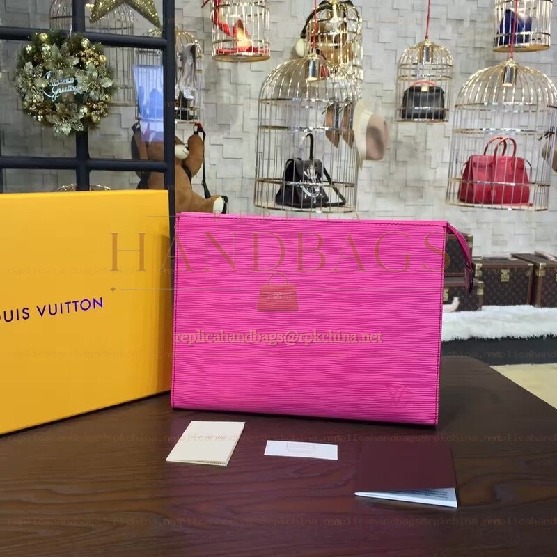 Replica Louis Vuitton Bright Pink Textured Toiletry Pouch 26
