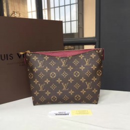 Replica Louis Vuitton Brown Monogram Burgundy Top Trim Pallas Beauty Case