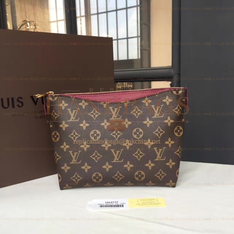 Replica Louis Vuitton Brown Monogram Burgundy Top Trim Pallas Beauty Case