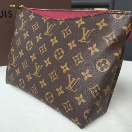 Replica Louis Vuitton Brown Monogram Burgundy Top Trim Pallas Beauty Case