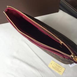 Replica Louis Vuitton Brown Monogram Burgundy Top Trim Pallas Beauty Case