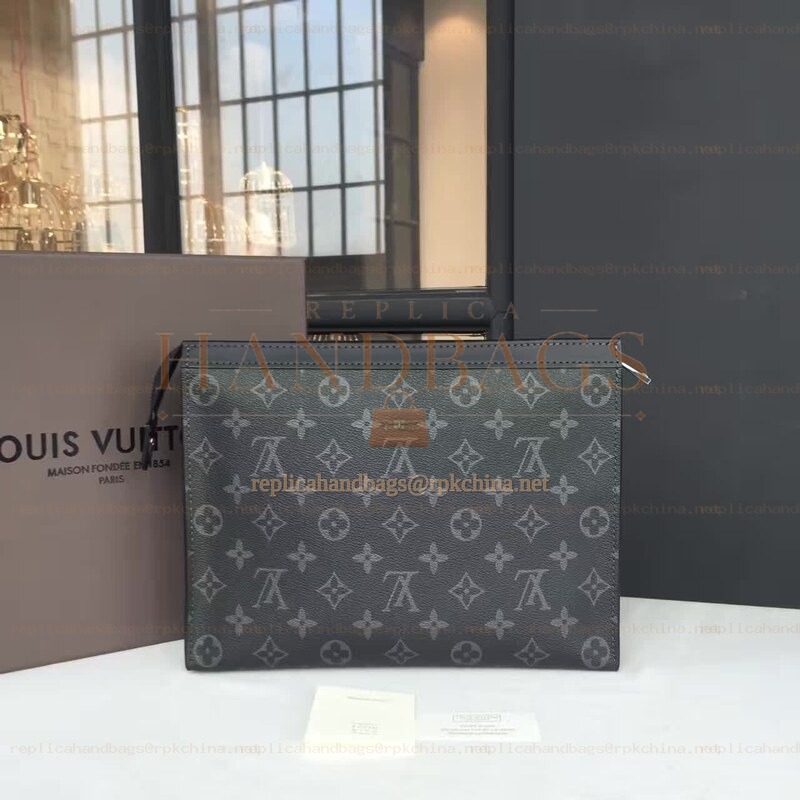 Replica Louis Vuitton Gray Monogram Eclipse Pochette Voyage MM