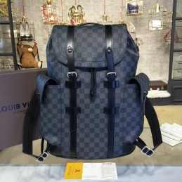 Replica Louis Vuitton Black Damier Graphite Silver Hardware Christopher Backpack