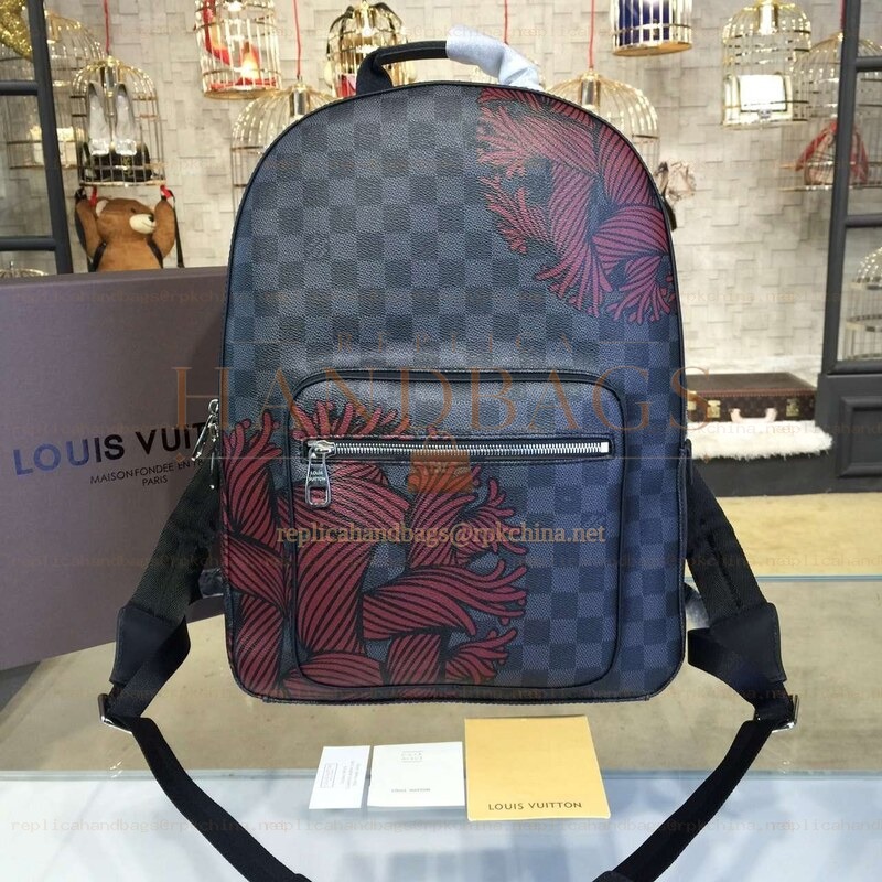 Replica Louis Vuitton Damier Graphite Red Rope Knot Josh Backpack