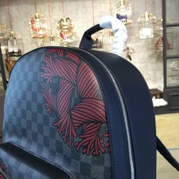 Replica Louis Vuitton Damier Graphite Red Rope Knot Josh Backpack