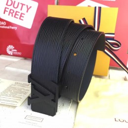 Replica Louis Vuitton Black Epi Leather LV Buckle Belt