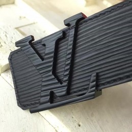 Replica Louis Vuitton Black Epi Leather LV Buckle Belt