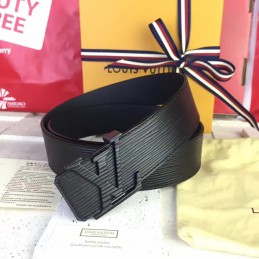 Replica Louis Vuitton Black Epi Leather LV Buckle Belt