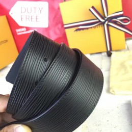 Replica Louis Vuitton Black Epi Leather LV Buckle Belt