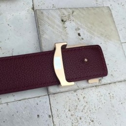Replica Louis Vuitton Brown Monogram Gold LV Buckle Belt