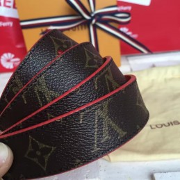 Replica Louis Vuitton Brown Monogram Red Reverse Gold LV Buckle Belt