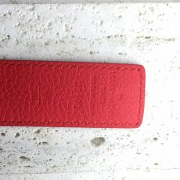 Replica Louis Vuitton Brown Monogram Red Reverse Gold LV Buckle Belt