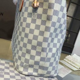 Replica Louis Vuitton White Damier Azur Pink Trim Neverfull MM