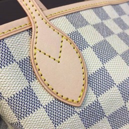 Replica Louis Vuitton White Damier Azur Pink Trim Neverfull MM