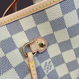 Replica Louis Vuitton White Damier Azur Pink Trim Neverfull MM