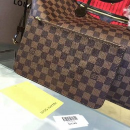 Replica Louis Vuitton Brown Damier Ebene Red Interior Neverfull GM