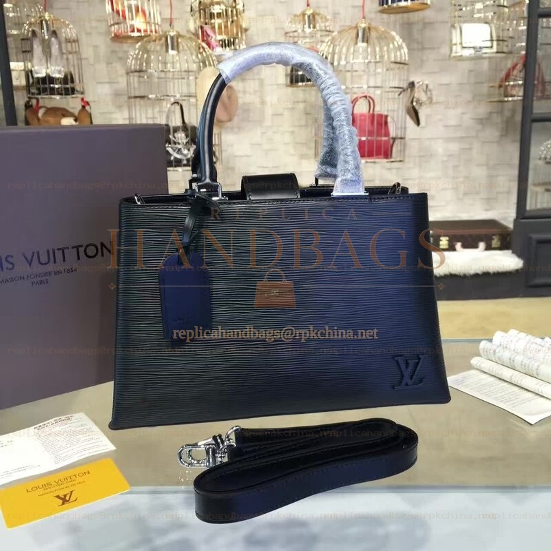 Replica Louis Vuitton Black Blue Handle Kleber PM