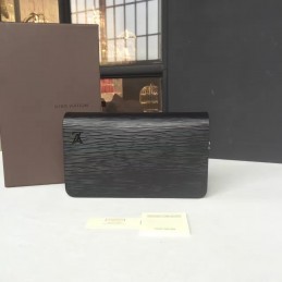 Replica Louis Vuitton Black Epi Double Zippy Wallet