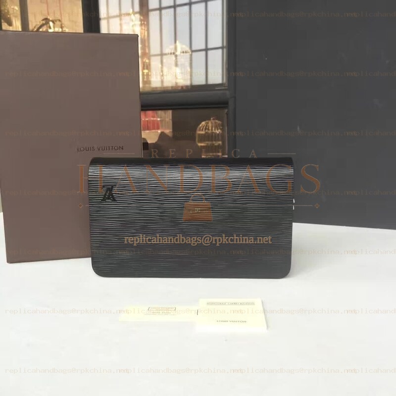 Replica Louis Vuitton Black Epi Double Zippy Wallet