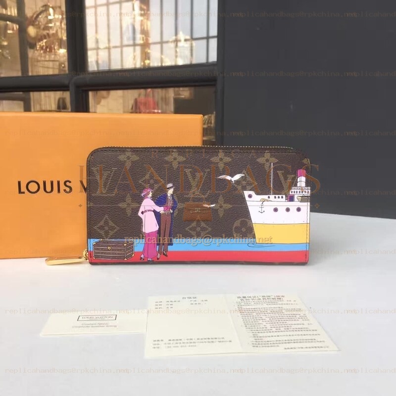 Replica Louis Vuitton Brown Monogram Graphic Zippy Wallet