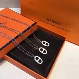 Replica Hermes H Pendant Necklace Black White Options