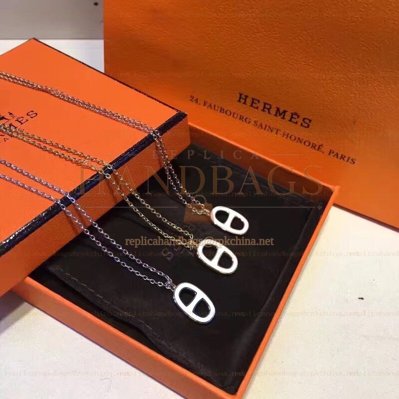 Replica Hermes H Pendant Necklace Black White Options