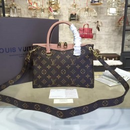 Replica Louis Vuitton Brown Monogram Pale Pink Trim Pallas BB