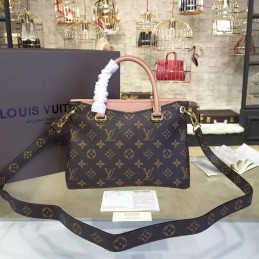 Replica Louis Vuitton Brown Monogram Pale Pink Trim Pallas BB