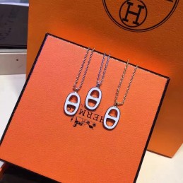 Replica Hermes H Pendant Necklace Black White Options