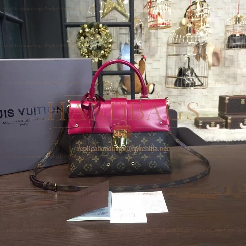 Replica Louis Vuitton Brown Monogram Burgundy Top One Handle Bag