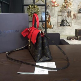 Replica Louis Vuitton Brown Monogram Red Top One Handle Bag