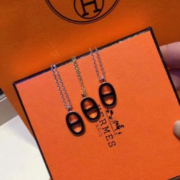 Replica Hermes H Pendant Necklace Black White Options