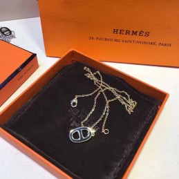Replica Hermes H Pendant Necklace Black White Options