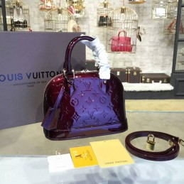 Replica Louis Vuitton Burgundy Patent Monogram Alma BB