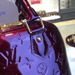 Replica Louis Vuitton Burgundy Patent Monogram Alma BB