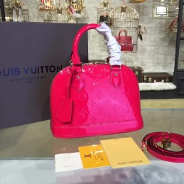 Replica Louis Vuitton Fuchsia Patent Monogram Alma BB