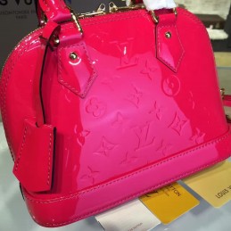 Replica Louis Vuitton Fuchsia Patent Monogram Alma BB
